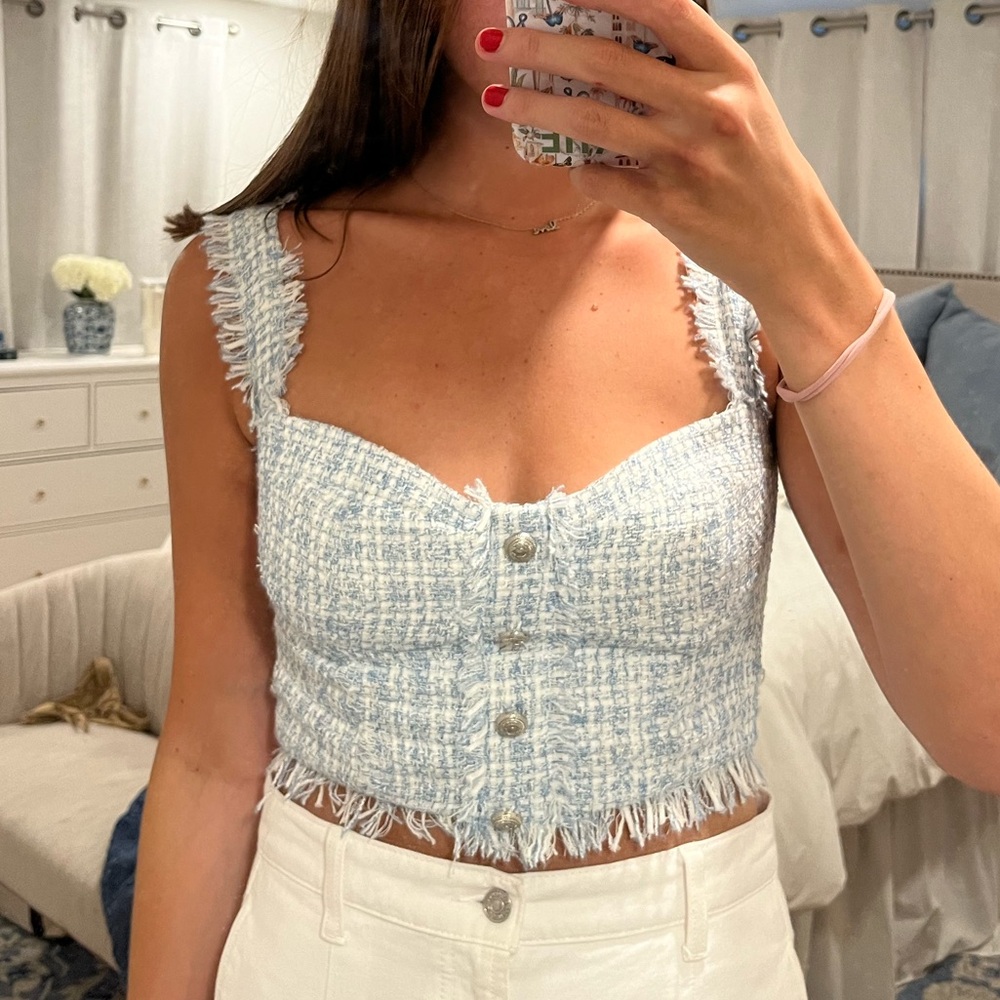Blue tweed zara top